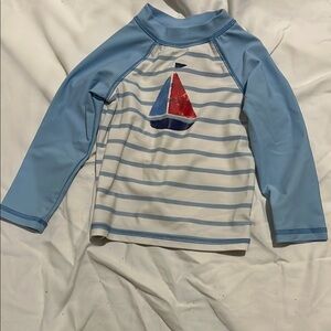 Little me Kids Blue Sailboat Rash Guard little me